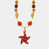 Collana in Metallo con Murano Stone stella marina rossa e pietre nere e arancioni