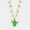 Collana in Metallo con Murano Stone ciondolo fico d'india verde e pietre colorate