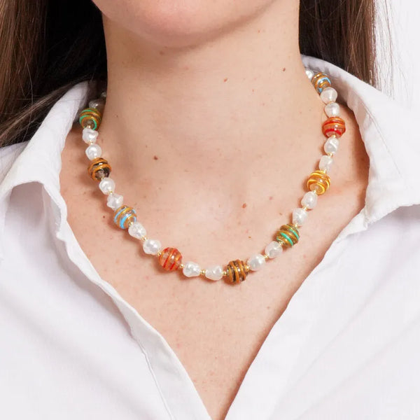 Collana in Metallo con pietre colorate miste, vivace AMOVENEZIA - gioiello BySimon