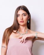 Set coordinato - Collana in Metallo Collana verde, cuoricini colorati pendenti