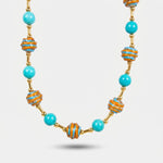 Collana in Metallo con pietre turchese, verde e giallo, classica AMOVENEZIA - gioiello BySimon