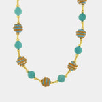 Collana in Metallo con pietre turchese, verde e giallo, classica AMOVENEZIA - gioiello BySimon