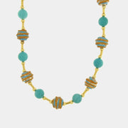 Collana in Metallo con pietre turchese, verde e giallo, classica