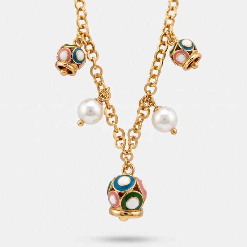 Collana in Metallo con charm campanella multicoloree - BYSIMON gioielli
