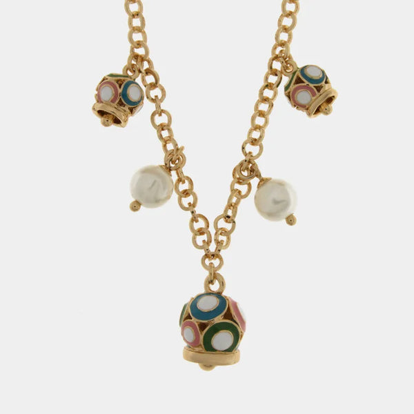 Collana in Metallo con charm campanella multicoloree - BYSIMON gioielli