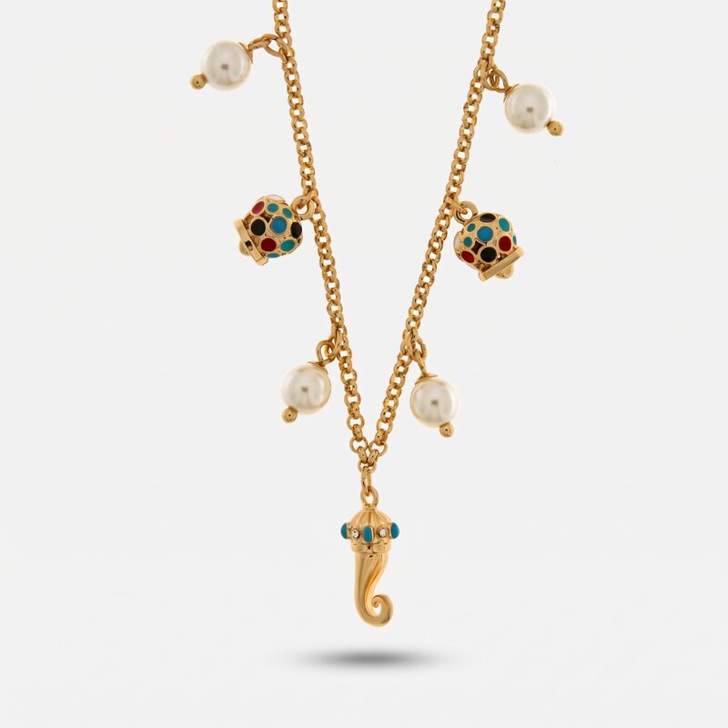 Collana in Metallo con campanelle multicolore e pendente a forma di corno dorato CAPRI - gioiello BySimon