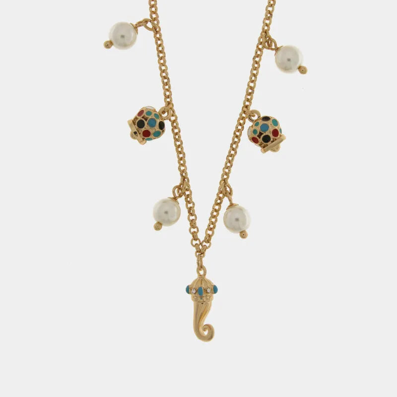 Collana in Metallo con campanelle multicolore e pendente a forma di corno dorato CAPRI - gioiello BySimon