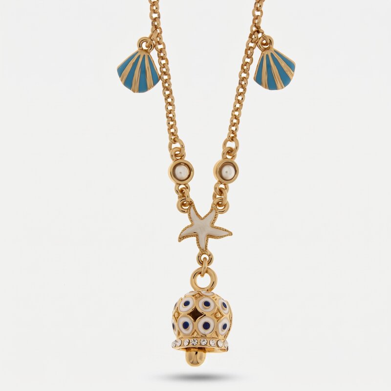 Collana con stella marina conchiglie e campanella | gioielli con conchiglie | BYSIMON