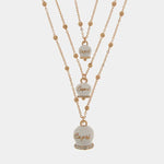 Collana in Metallo multifilo con campanelle bianche di grandezze diverse con cristalli luminosi CAPRI - gioiello BySimon