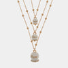 Collana in Metallo multifilo con campanelle bianche di grandezze diverse con cristalli luminosi