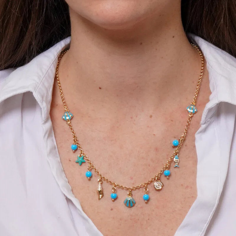 Collana in Metallo con simboli marini pendenti BYS - gioiello BySimon