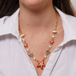 Collana in Metallo con stelle marine smaltate e conchiglie BYS - gioiello BySimon