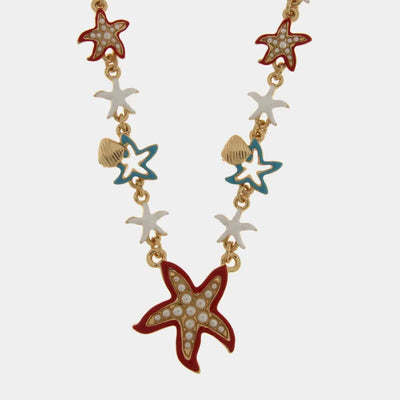 Collana con stelle marine smaltate e conchiglie | collana con conchiglie | BYSIMON