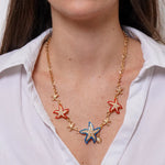 Collana in Metallo con stelle marine smaltate e pietre bianche BYS - gioiello BySimon