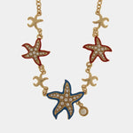 Collana in Metallo con stelle marine smaltate e pietre bianche BYS - gioiello BySimon