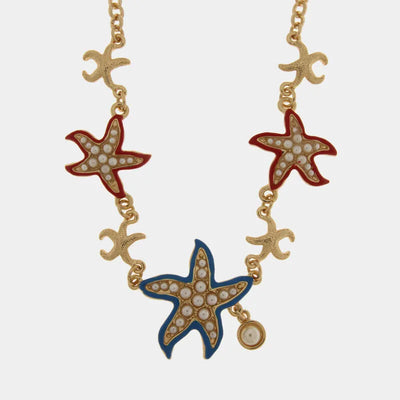 Collana in Metallo con stelle marine smaltate e pietre bianche BYS - gioiello BySimon