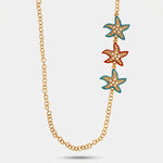 Collana in Metallo con stelle marine smaltate e pietre bianche - BYSIMON gioielli