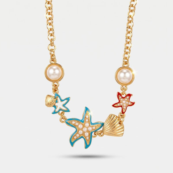 Collana in Metallo con stelle marine e pietre bianche BYS - gioiello BySimon