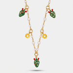 Collana in Metallo fichi d'india con margherite e perline