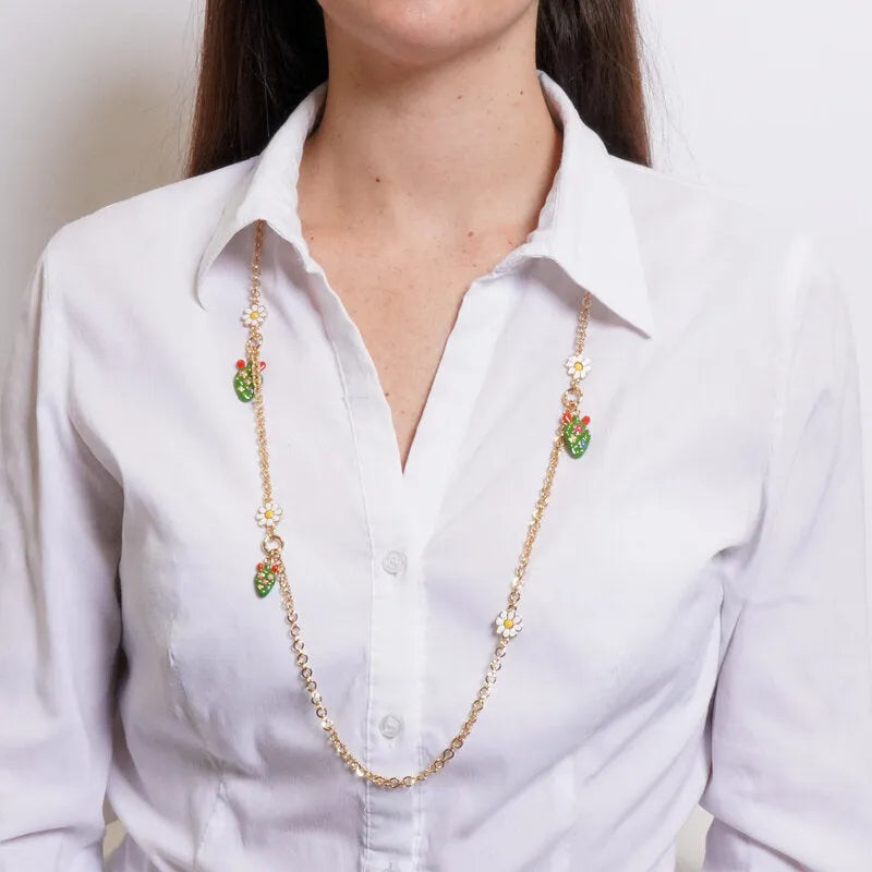 Collana in Metallo fichi d'india con margherite