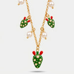 Collana in Metallo fichi d'india con margherite e perline