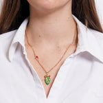 Collana in Metallo fico d'india con cristalli e cuore rosso