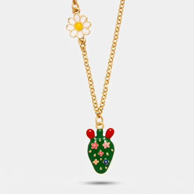Collana in Metallo fico d'india con fiori e margherite