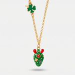 Collana in Metallo fico d'india con fiori e quadrifoglio