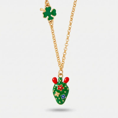 Collana in Metallo fico d'india con fiori e quadrifoglio