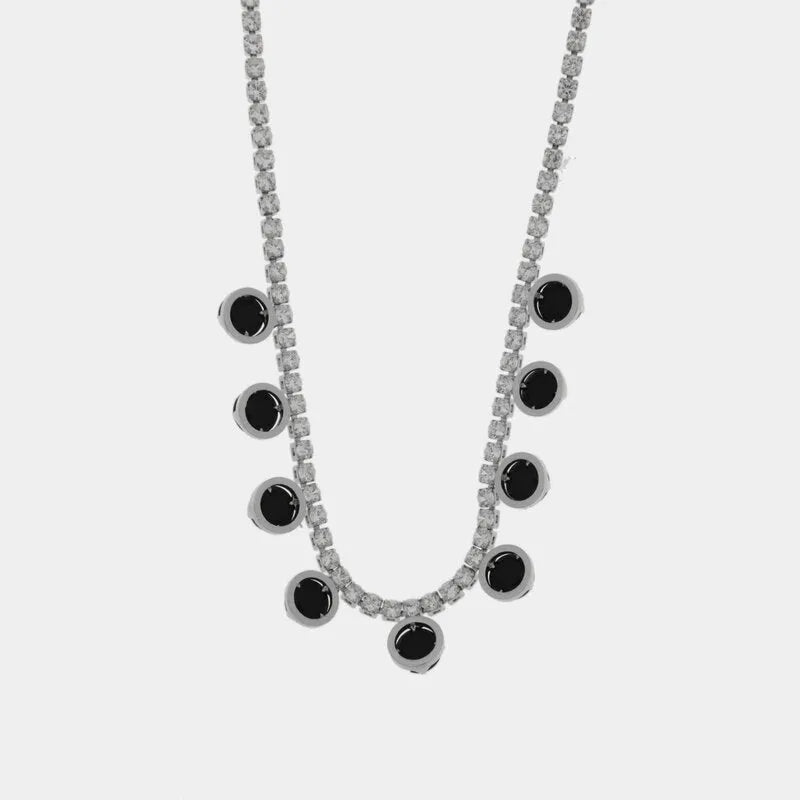 Collana in Metallo Perle Nere Elegante
