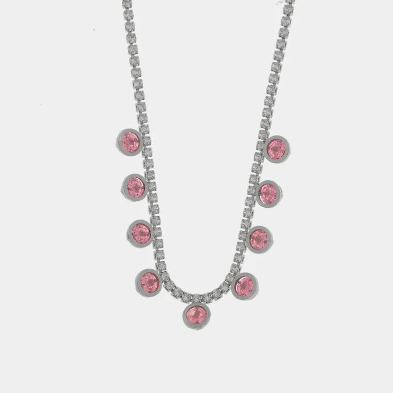 Collana in Metallo Girocollo Palline Bianche