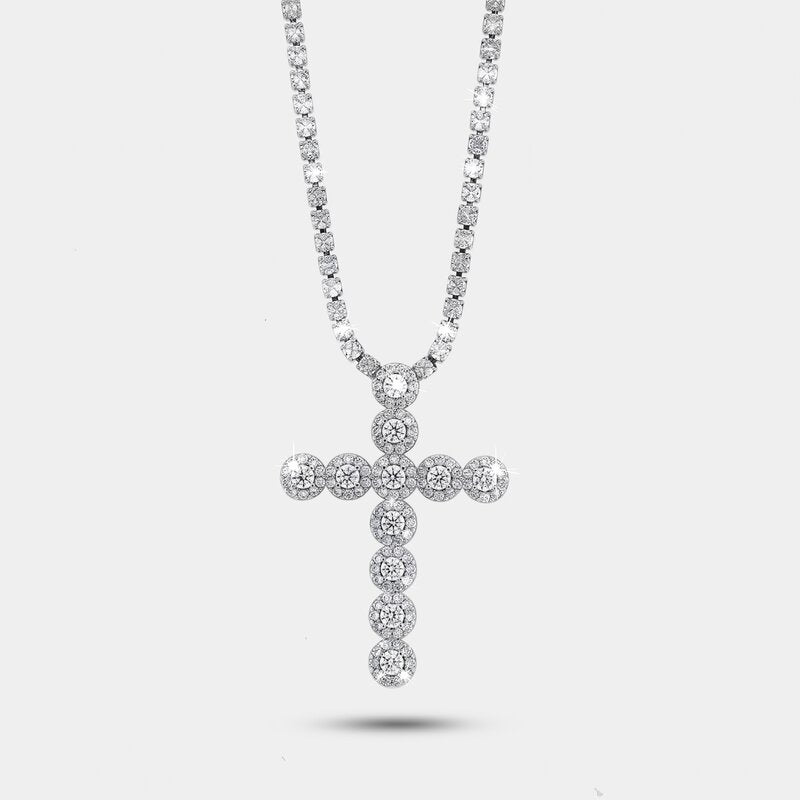 Collana in Metallo Croce Cristalli Bianchi - BYSIMON gioielli