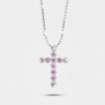 Collana in Metallo Croce Cristalli Rosa - BYSIMON gioielli