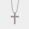 Collana in Metallo Croce Cristalli Rosa