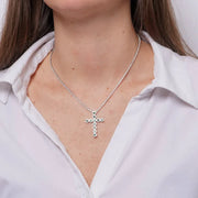 Collana in Metallo Croce Cristalli Verdi