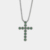 Collana in Metallo Croce Cristalli Verdi