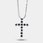Collana in Metallo Croce Cristalli Neri - BYSIMON gioielli