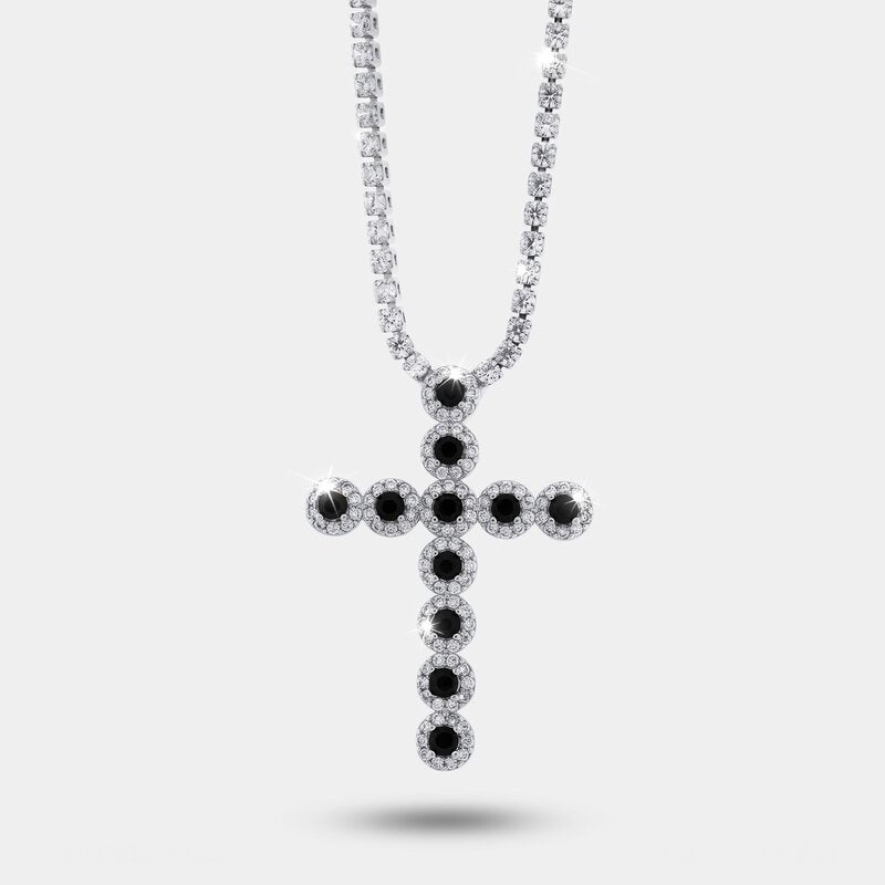 Collana in Metallo Croce Cristalli Neri - BYSIMON gioielli