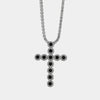 Collana in Metallo Croce Cristalli Neri