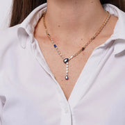 Collana in Metallo Girocollo Goccia Blu