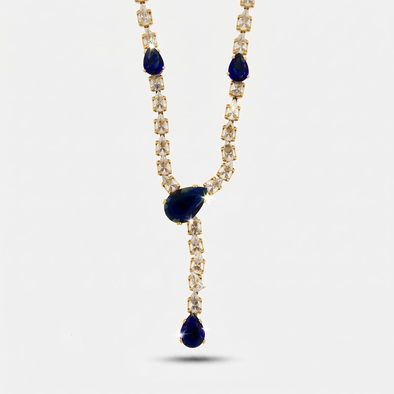 Collana in Metallo Girocollo Goccia Blu - BYSIMON gioielli