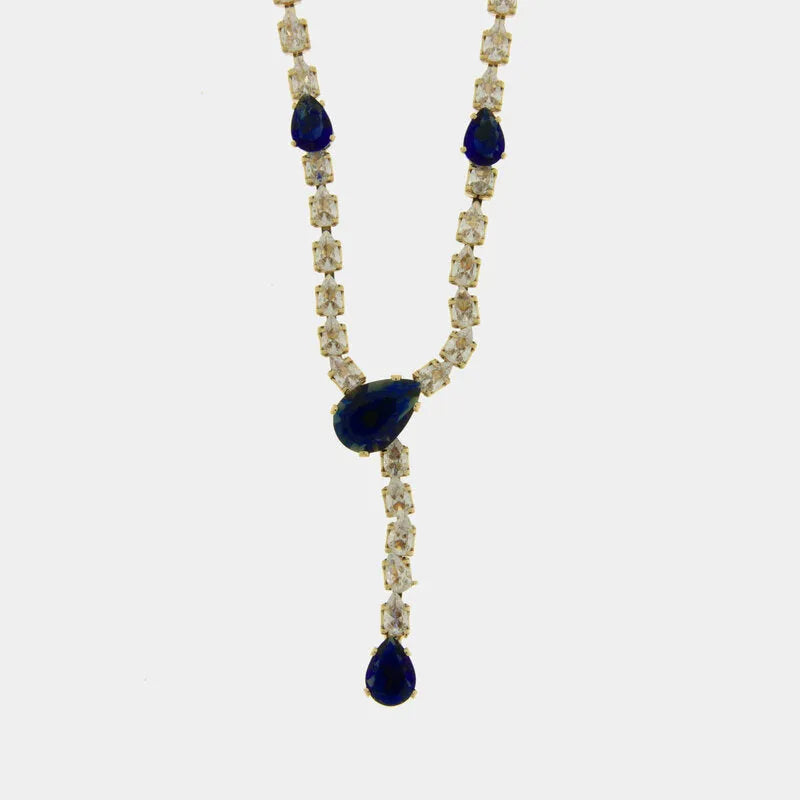 Collana in Metallo Girocollo Goccia Blu