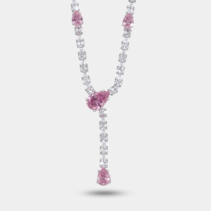 Collana in Metallo Girocollo Goccia Rosa - BYSIMON gioielli