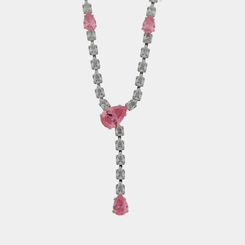 Collana in Metallo Girocollo Goccia Rosa