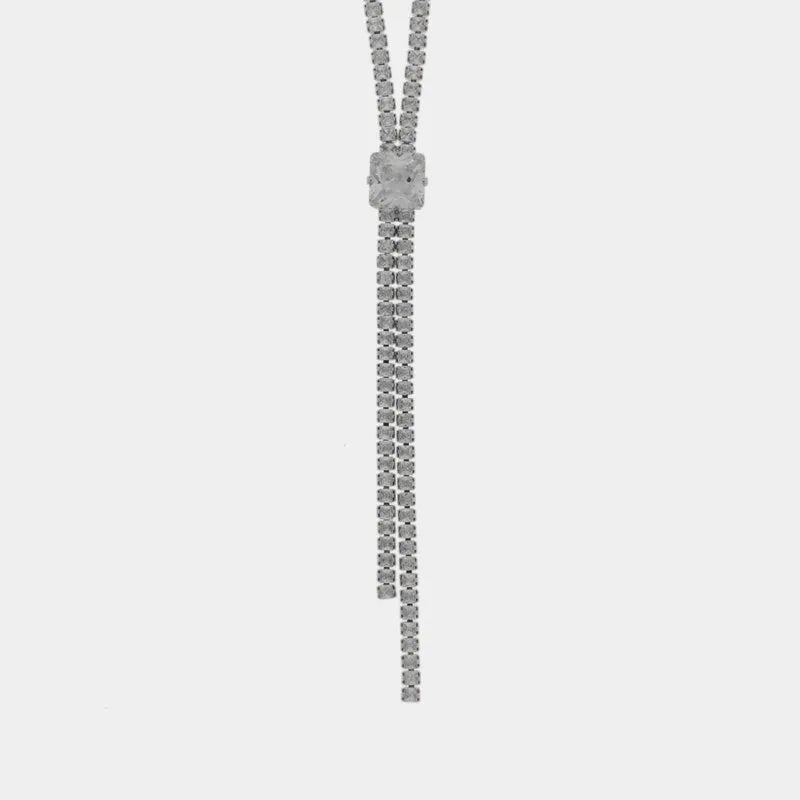 Collana in Metallo Girocollo Y Cristallo Bianco