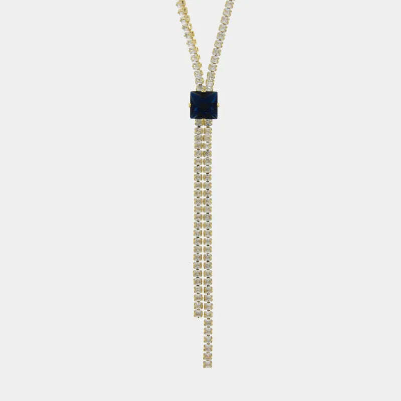 Collana in Metallo Girocollo Y Cristallo Blu