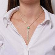 Collana in Metallo Girocollo Y Cristallo Verde