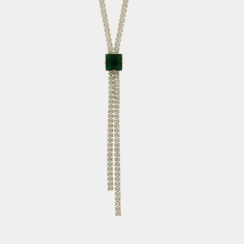 Collana in Metallo Girocollo Y Cristallo Verde
