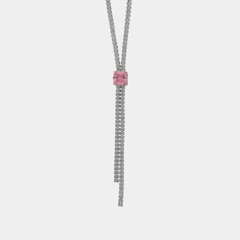 Collana in Metallo Girocollo Y Cristallo Rosa