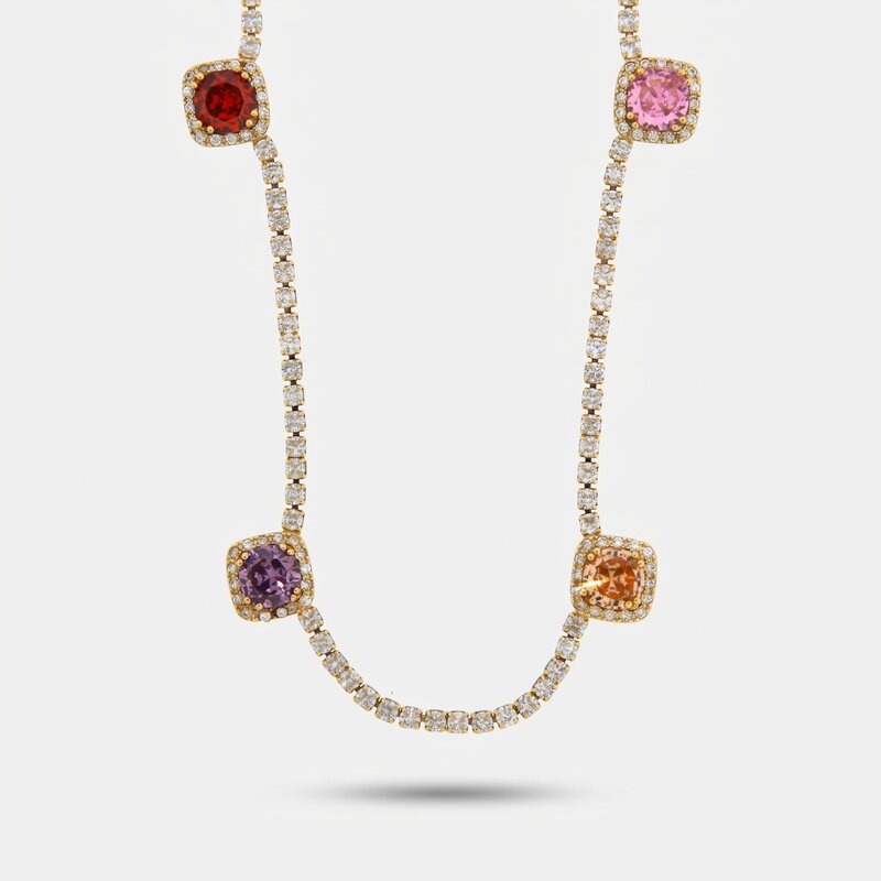 Collana in Metallo Cristalli Colorati - BYSIMON gioielli